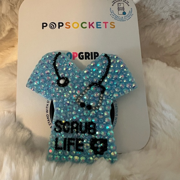 Scrub life nurse scrub top rhinestone popsocket phone grip - Picture 2 of 2